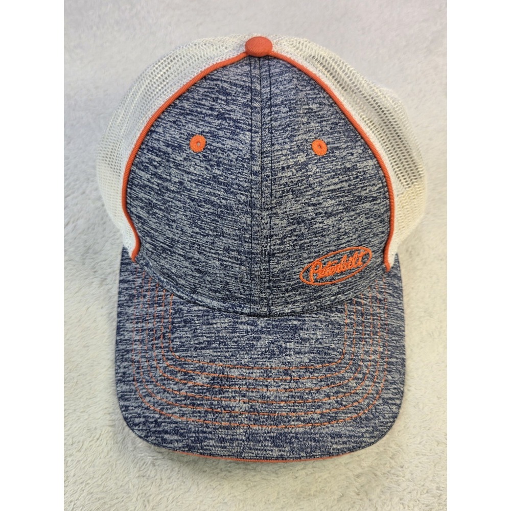 Peterbilt Trucker Hat Mesh Snapback Blue Gray Orange Logo Cap Workwear Trucking